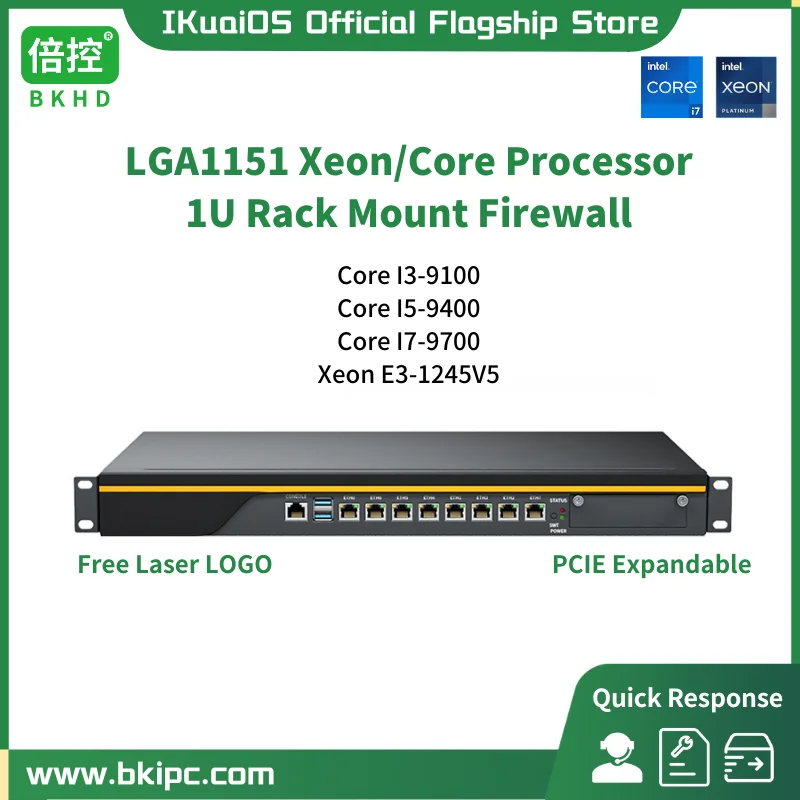 IKuaiOS 1151G 1U  Ʈ , ڸ  Ʈũ ȭ, 8x1G 2.5G ̴ PCIe x8  ھ i3 i5 i7 Xeon E3